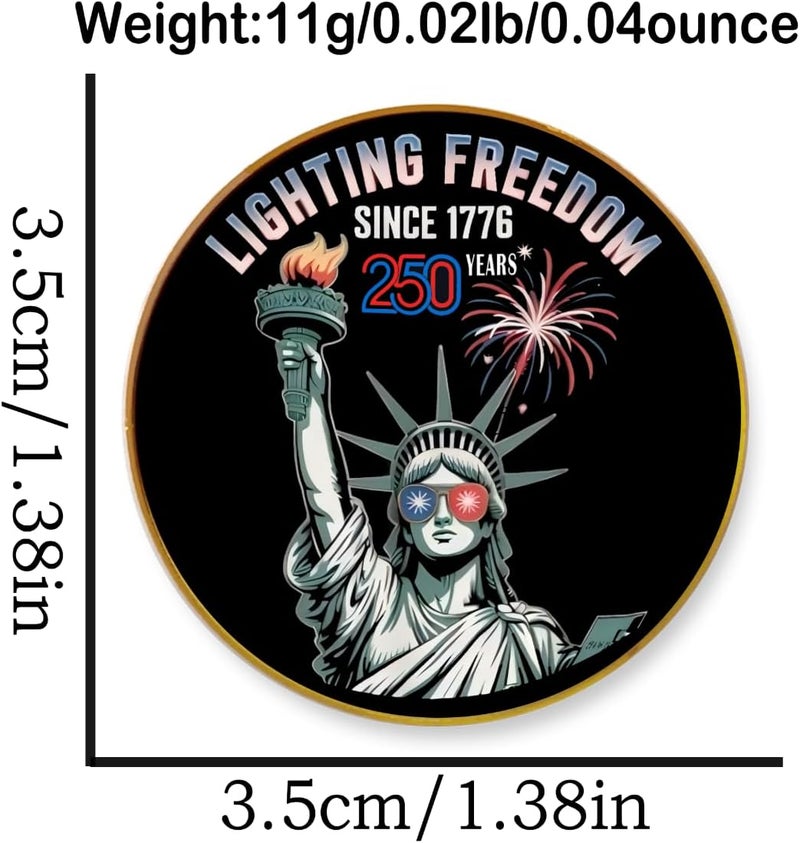 ZENRUIMING 2 Pcs America 250th Birthday Enamel Pins,250 years Anniversary Metal Gold Plated Lapel Pin, 1.4″ USA Patriot Collectible Accessories for Patriot's Day Independence Day - Image 2